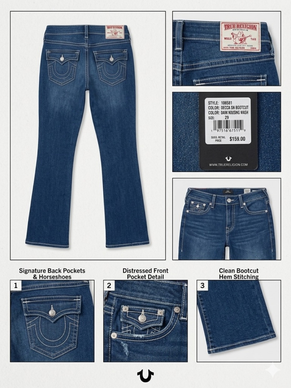 True Religion Dark Navy Bootcut Jeans for Women